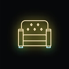 Fototapeta premium Illuminated armchair line drawing creating a modern furniture icon