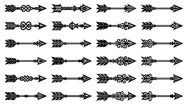 Ornate Arrow Collection Isolated Vector Icons