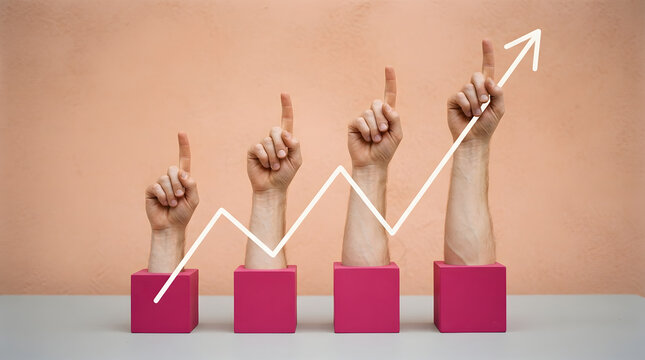 Business growth chart arrow pointing up success profit financial gain
