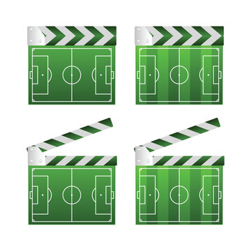 Green Football Field Clapperboard Vector Illustration