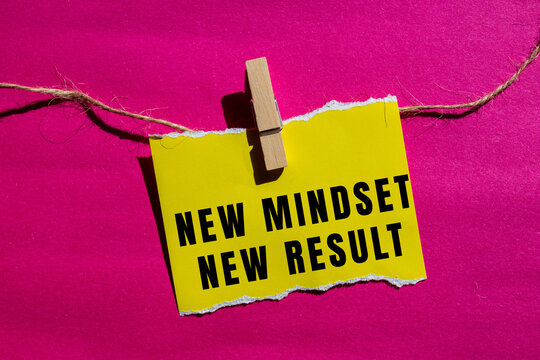 New mindset new result text concept photo
