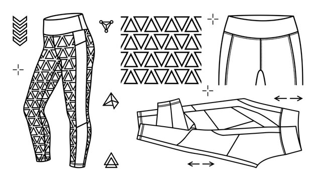 Leggings Pattern Design with Geometric Shapes and Arrows Featuring Sportswear