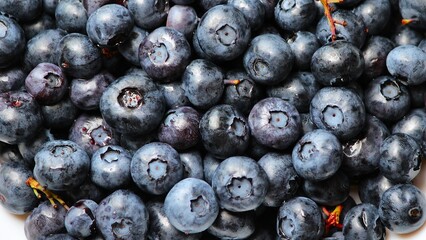 Panoramic Background of Fresh Ripe Blueberries © StasiaVisualStock