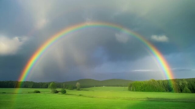 雨上がりの虹 シームレスループ動画背景 16:9 4K