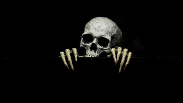 Skeleton hands grab graveyard sign zombie party halloween.