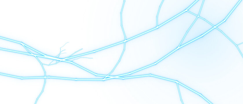 Dramatic electric crack pattern with bright glowing lines a stunning visual representation of energy power or shattered isolated on transparent background