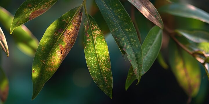 infected foliage, mango tree leaves, disease outbreak