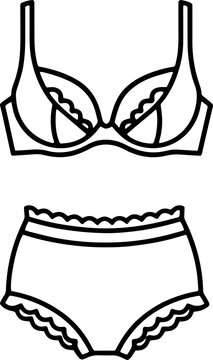 Women&rsquo;s Lingerie Underwear and Bras Line Icon Set