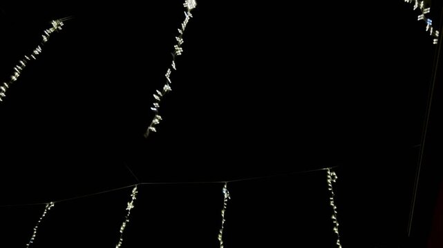 Decorative string lights hanging at night