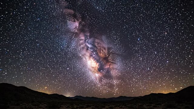 Milky Way Galaxy Stunning Celestial Panorama Across Universe Cosmos, Awe Inspiring View Night Sky, Stars, Nebula, Astronomy, Space Breathtaking Vastness Evokes Wonder