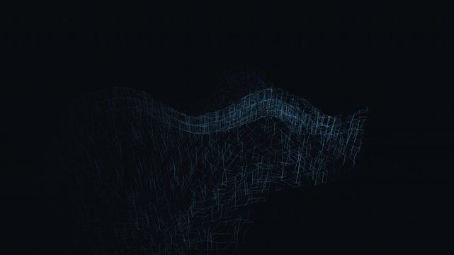 Blue digital data lattice nodes reorganize in a seamless network
