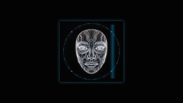 Futuristic biometric face id scan for digital security access. 4K Video