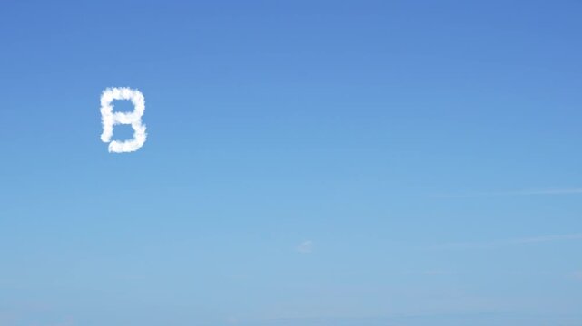 animated video of  BEST WISHES text, white cloud brush, on bright blue sky, 4k animation