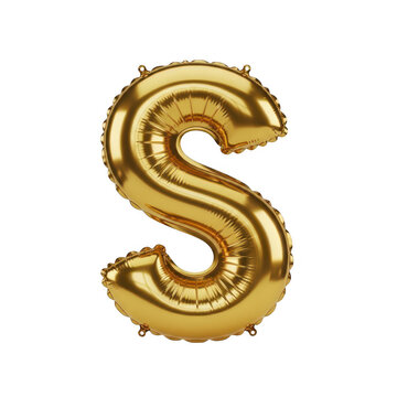 Glossy gold foil letter s in festive style