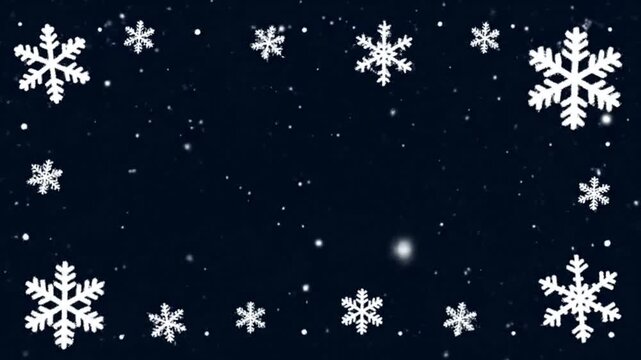 White snowflakes forming border on dark blue background