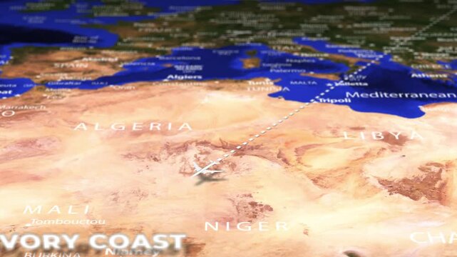 Flight From Minsk BELARUS to Yamoussoukro IVORY COAST with flag pins