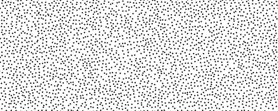 Hand drawn tiny polka dot seamless pattern background. Irregular small size randomly scattered dots. Black dotted pattern. Geometric wallpaper. Vector illustration