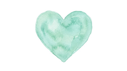Fototapeta premium Watercolor mint green heart shape isolated on transparent background