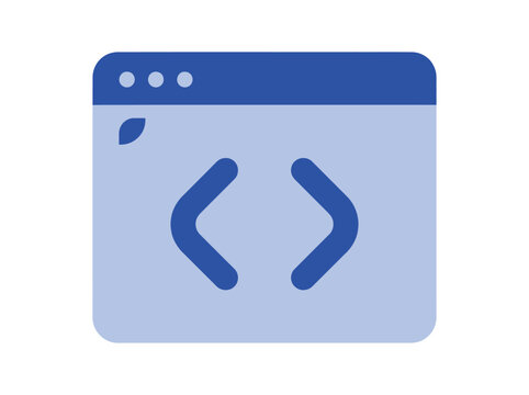 Blue code window icon with angle brackets symbolizing programming or web development interface