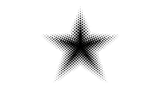 Fivepointed star made of halftone dots isolated on transparent background