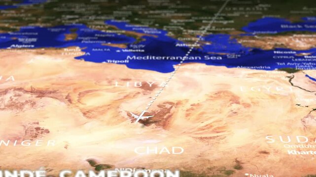 Flight From Minsk BELARUS to Yaounde CAMEROON with flag pins