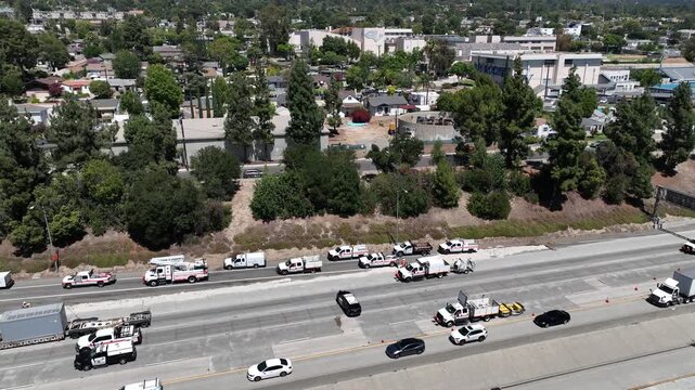 Caltrans Construction Crews Close Los Angeles Freeway