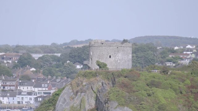 View of Historic Mount Batten Tower a 30-foot-high Circular Artillery Fort Built in 1660 in Plymouth, UK.