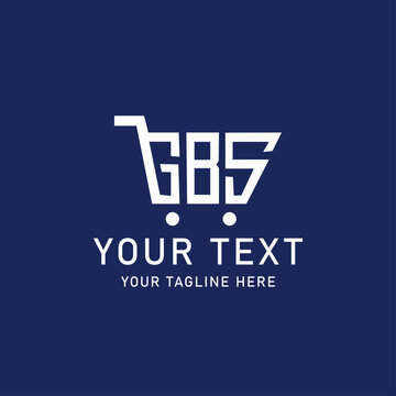 GBS Shopping Cart Logo Template. GBS Monogram Letter Logo Design. Modern Minimalist Vector Emblem with Placeholder Text for Branding