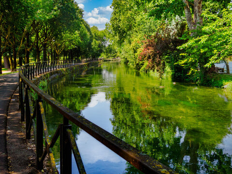 Bicycle path along the Martesana canal at Cernusco sul Naviglio, Milan province, Italy