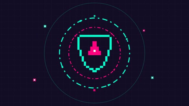 Cyber Shield Neon Emblem Animation Loop.