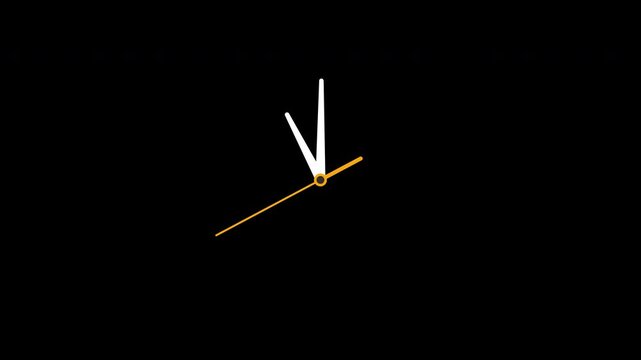 Clock hands spinning fast without dial, hour minute and second arrows rotating through day cycle, 12 hours time lapse overlay for infographic, deadline or schedule video, transparent background