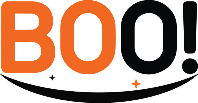 Halloween boo text typography design with smile graphic element