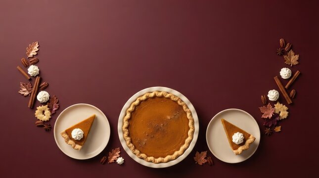 A stunning 3d rendering showcases a festive canadian thanksgiving scene featuring a rich pumpkin pie delectable slices and seasonal decorations embodying gratitude and