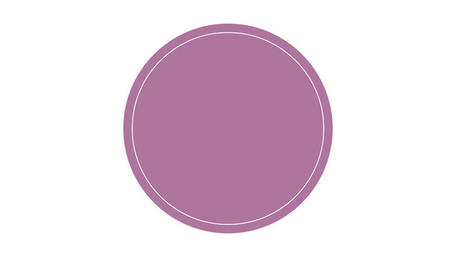 Purple round badge icon with white border and stitched dashed outline detail stitched circle geometric emblem graphic sticker button template vector tag symbol shape abstract creative