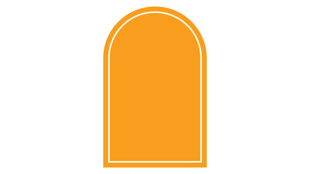 Yellow arched frame window or door shape with double border line template illustration entrance architecture structure isolated minimalist creative