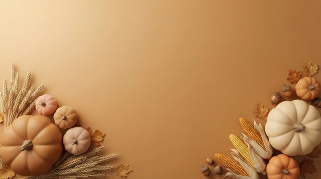 A beautifully rendered 3d depiction of a canadian thanksgiving celebration featuring pumpkins wheat and autumnal colors evoking feelings of gratitude and harvest time