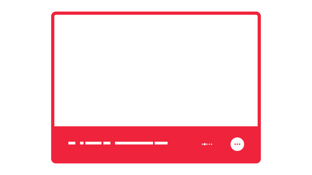 Red media player interface frame with buttons and volume knob design control panel player gui video player audio player playback buttons UI design interface playback template