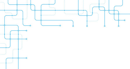 Obraz premium Abstract technology corner with blue circuit board lines and nodes, technology vector
