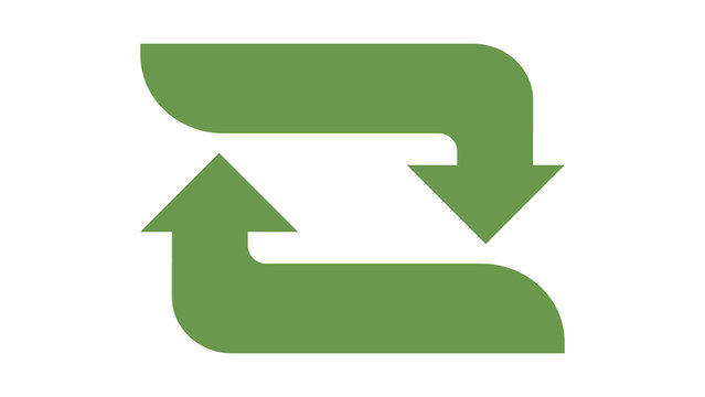 Green recycling arrows symbol isolated on white background with green arrow loop arrows refresh icon recycle sign graphic design web design UI element eco friendly waste reduction