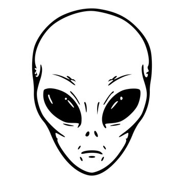 alien head face line art vector illustration
