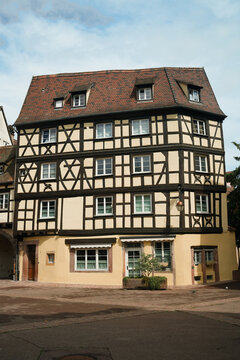 Historic Medieval Half Timbered House at Place de l Ancienne Douane in Colmar Old Town France