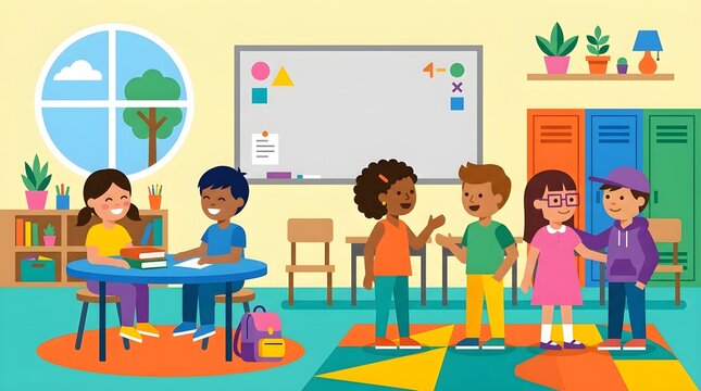 children in school classroom