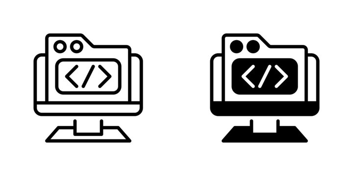 Web Monitor Line Icon, Outline Symbol for Desktop Screen, Online Interface, Website Analytics, Computer Display, and Browser Window. Vector Sign Icon.