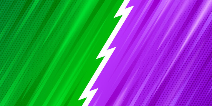 Versus battle background with lightning and pop art halftone texture. Dynamic vs clash frame for superhero confrontation, manga contest poster or championship showdown card template.