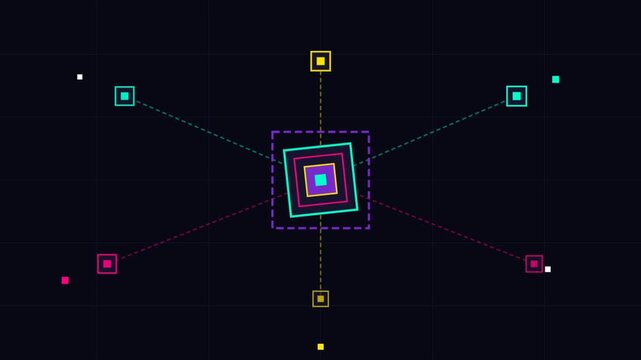 Dynamic Neon Diamond Frames Geometric Motion Sequence.