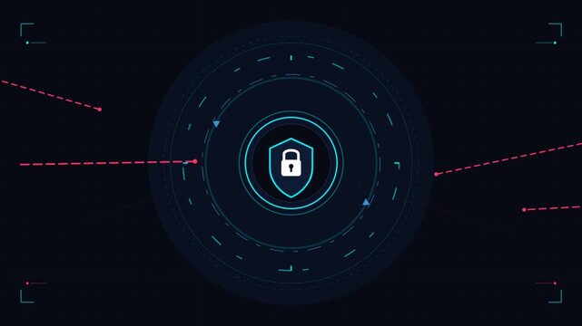 Cyber security lock visualization for digital protection video.