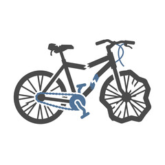 Flat vector illustration of a damaged bicycle with bent wheels from a road traffic accident collision © yogi