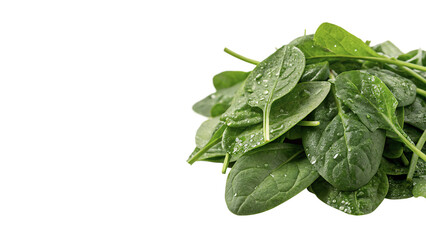 Fototapeta premium Bunch of fresh green spinach leaves raw vegetable isolated on transparent background for organic healthy diet culinary salads.