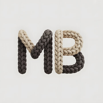 Modern braided rope letter MB logo design on a clean background