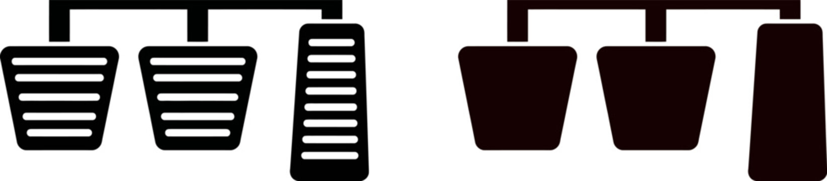 Car pedal set icon showing clutch brake and accelerator for manual transmission vehicles
